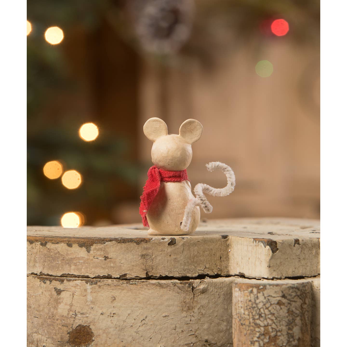 Bethany Lowe Christmas Little Mouse with Gift ML2102 - The Primitive Pineapple Collection