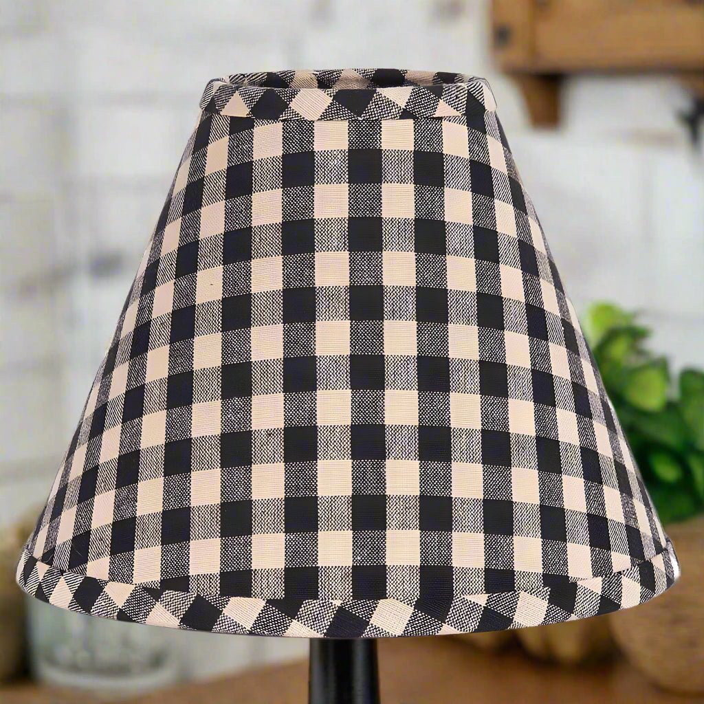 Primitive Colonial Heritage House Check Lampshade 6" Candle Clip Black - The Primitive Pineapple Collection