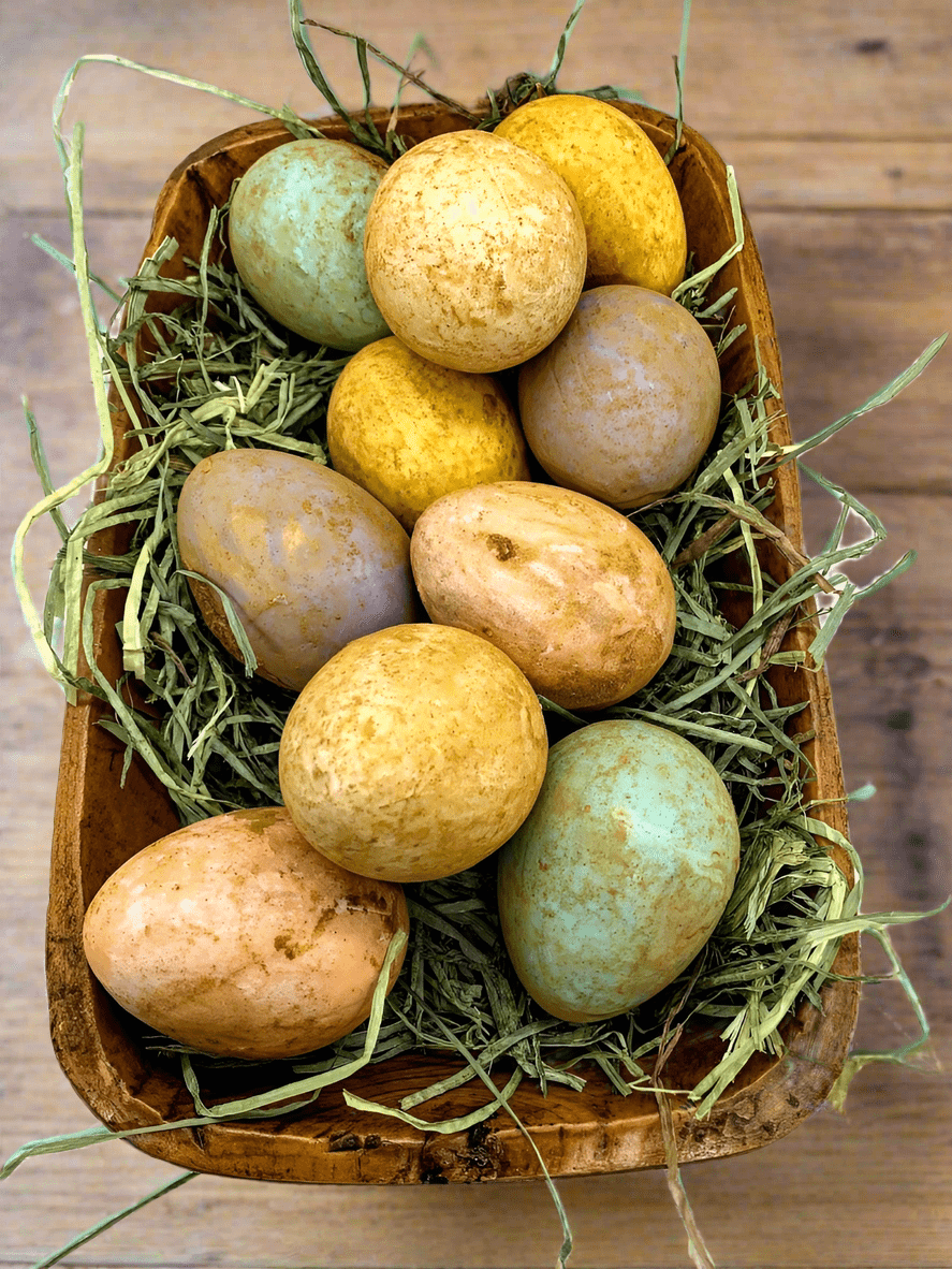 Primitive Spring Easter Life Size Wax Dipped Pastel Eggs in display carton 10pc - The Primitive Pineapple Collection