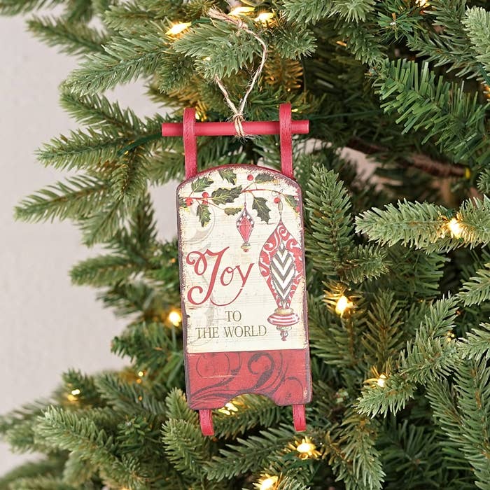 Christmas Vintage Look Joy To The World Sled Ornament 6" - The Primitive Pineapple Collection