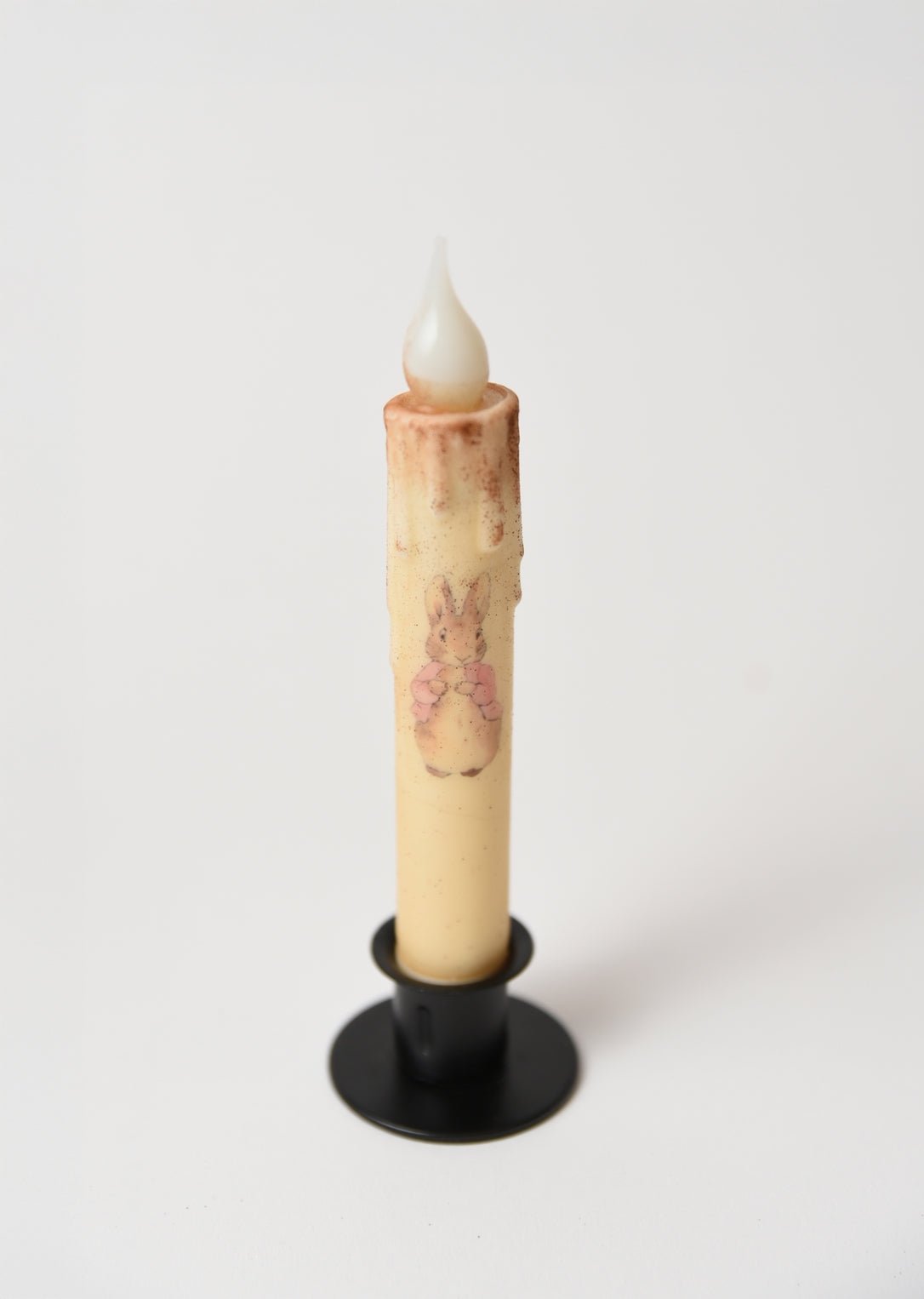 Primitive Handcrafted Spring Summer 7" Mr Rabbit Led Timer Taper Candle - The Primitive Pineapple Collection
