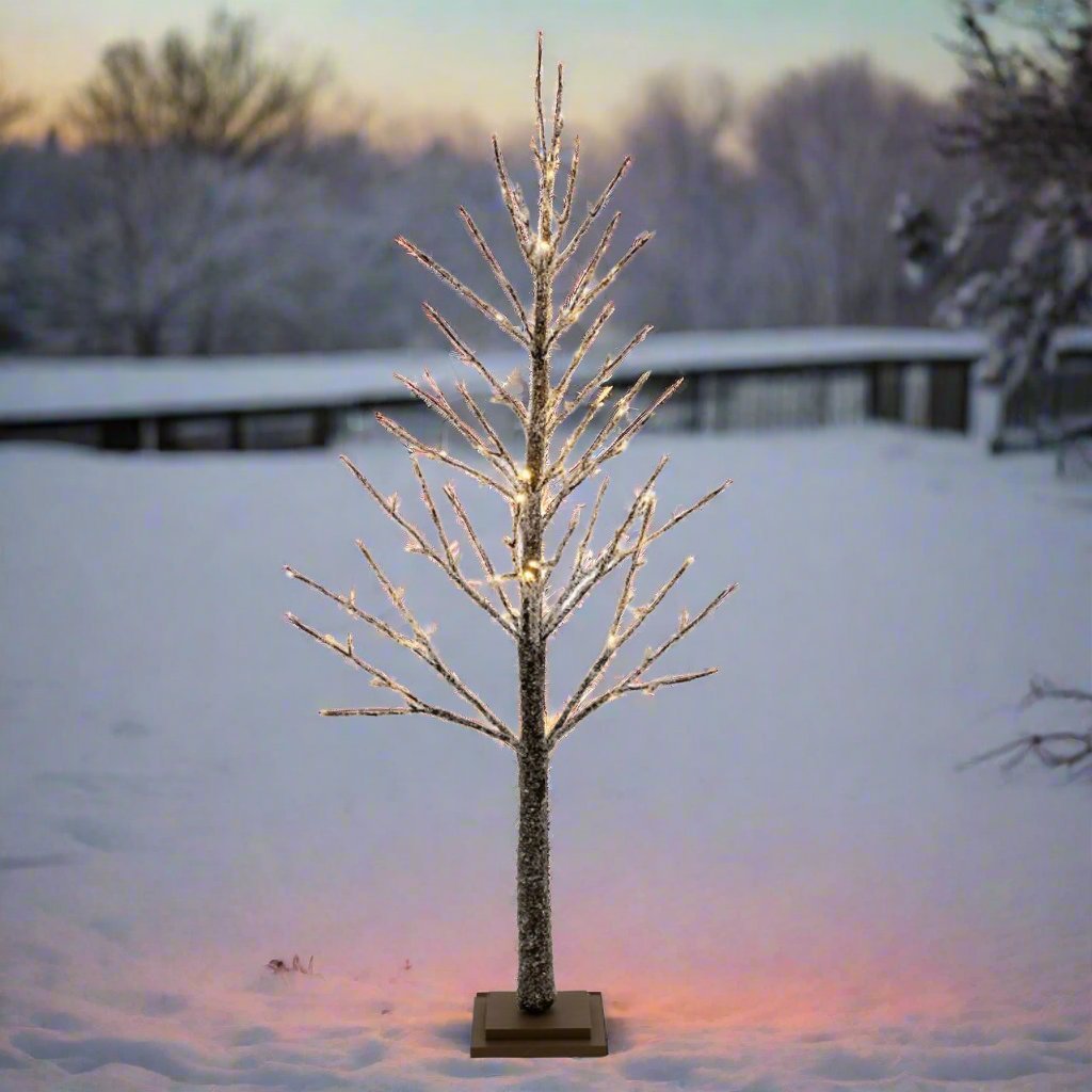 Christmas Retro Look Icy Branches LED Holiday Twig Tree 4FT - The Primitive Pineapple Collection