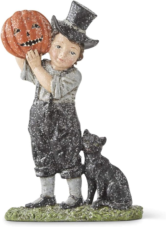 Folk Art Halloween Retro Looking Boy and Girl Trick or Treaters Figurine - The Primitive Pineapple Collection