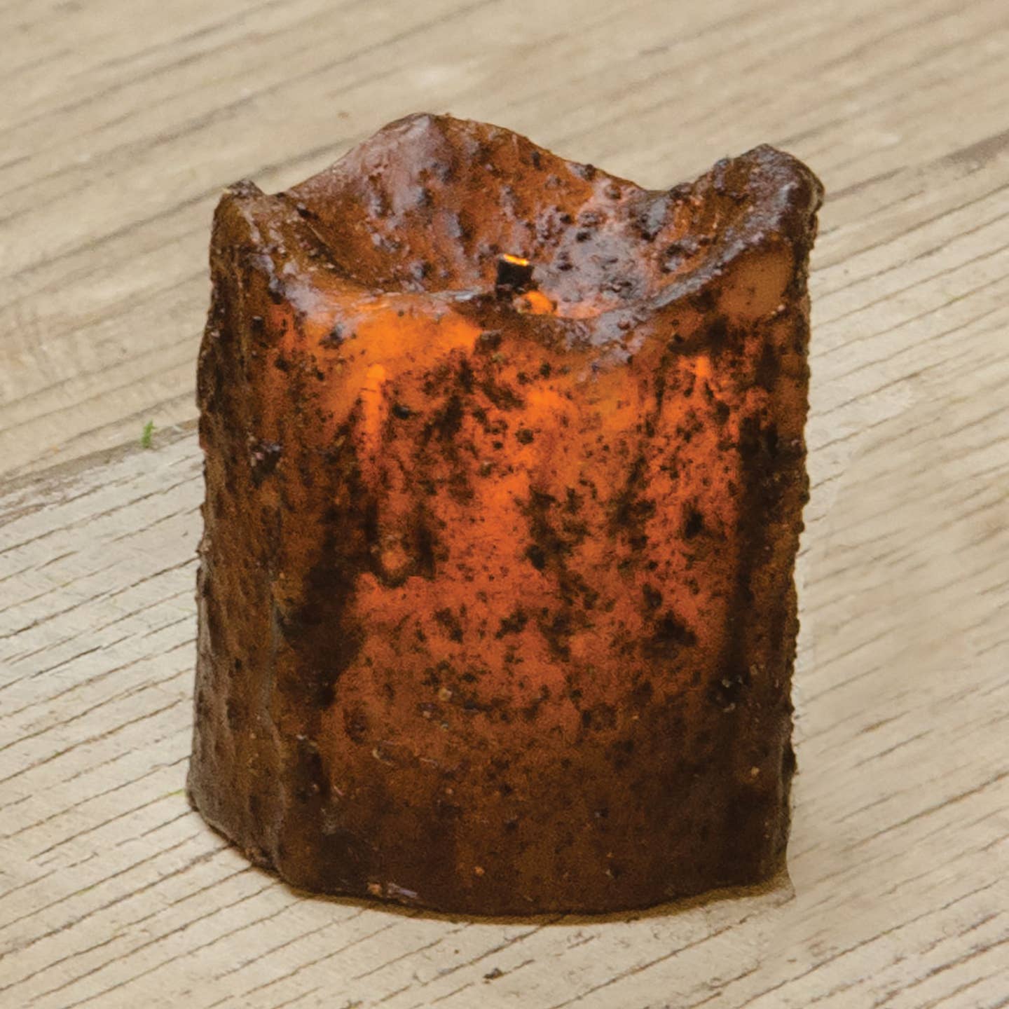 Primitive/Farmhouse Burnt Mustard Mini Dripped Pillar with Timer - The Primitive Pineapple Collection