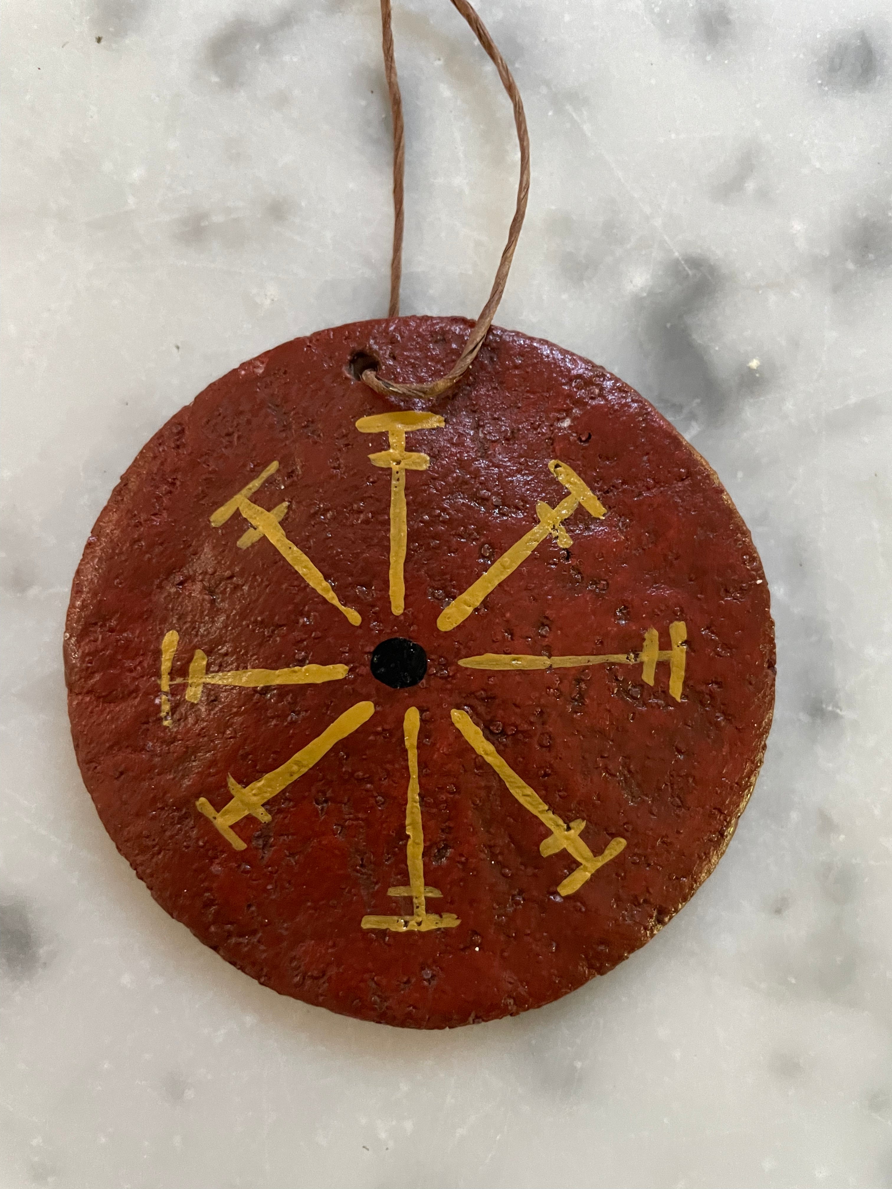 Primitive Christmas Handmade Dough 3" Redware Style Painted Ornaments