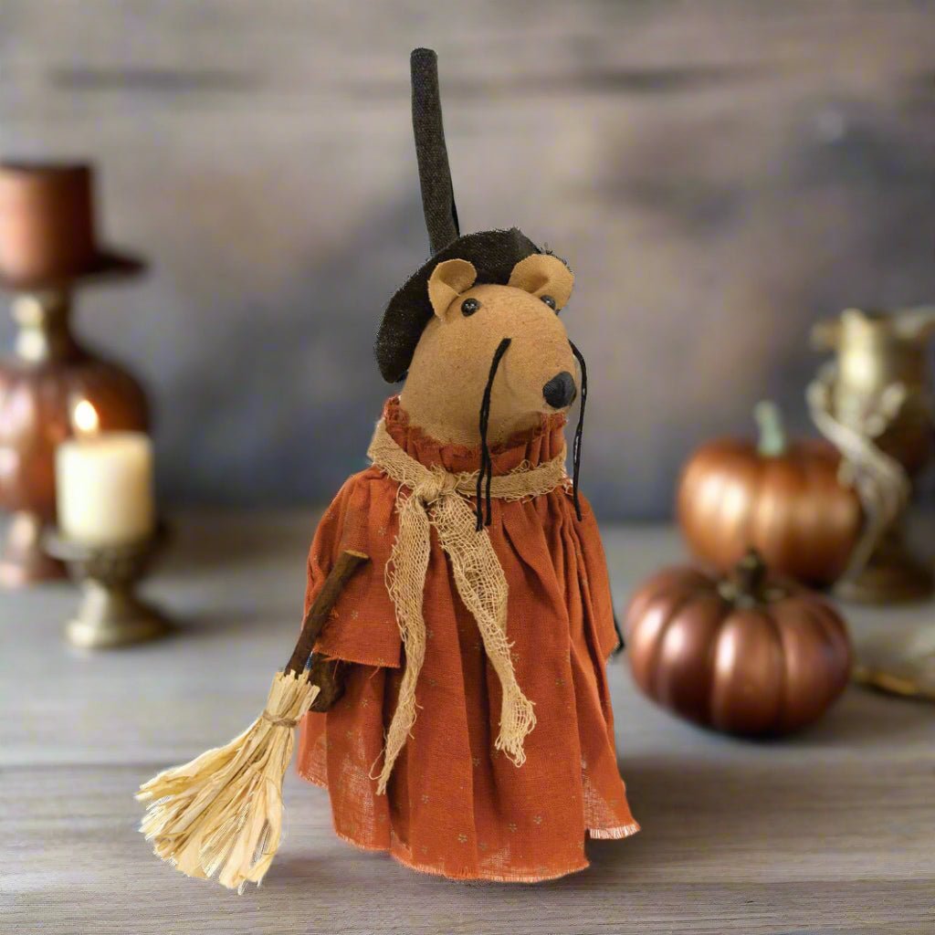 Primitive Farmhouse Halloween Little Witchy Mouse 9.5" - The Primitive Pineapple Collection