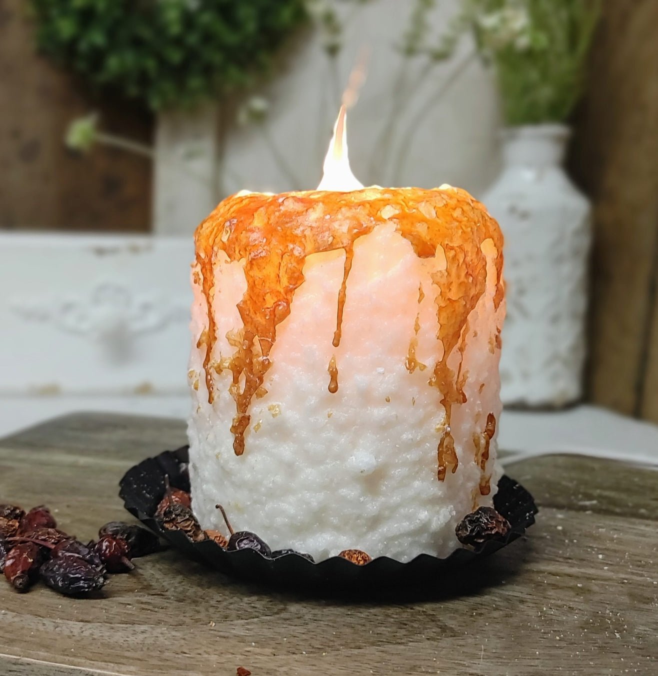 Primitive/Country Handcrafted Electric Hearth Caramel Corn 5" x 4’5" - The Primitive Pineapple Collection