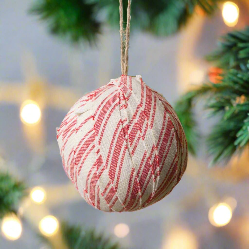 Primitive Christmas Candy Cane Striped Fabric Ornament - The Primitive Pineapple Collection