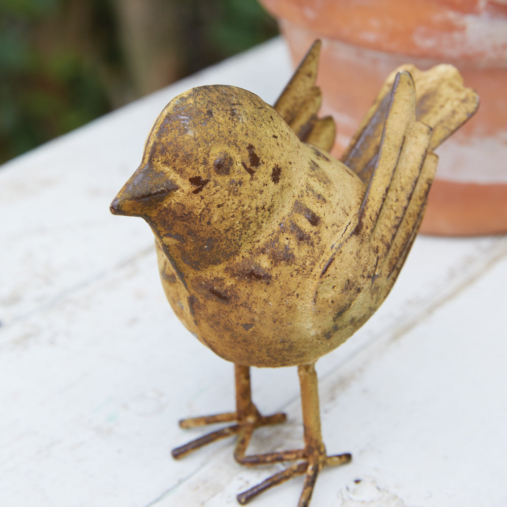 Colonial Primitive Distressed Metal Bird Figurine 3 3/4&quot;