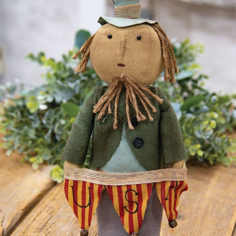 Primitive Farmhouse 14" Uncle Sam Stump Doll - The Primitive Pineapple Collection