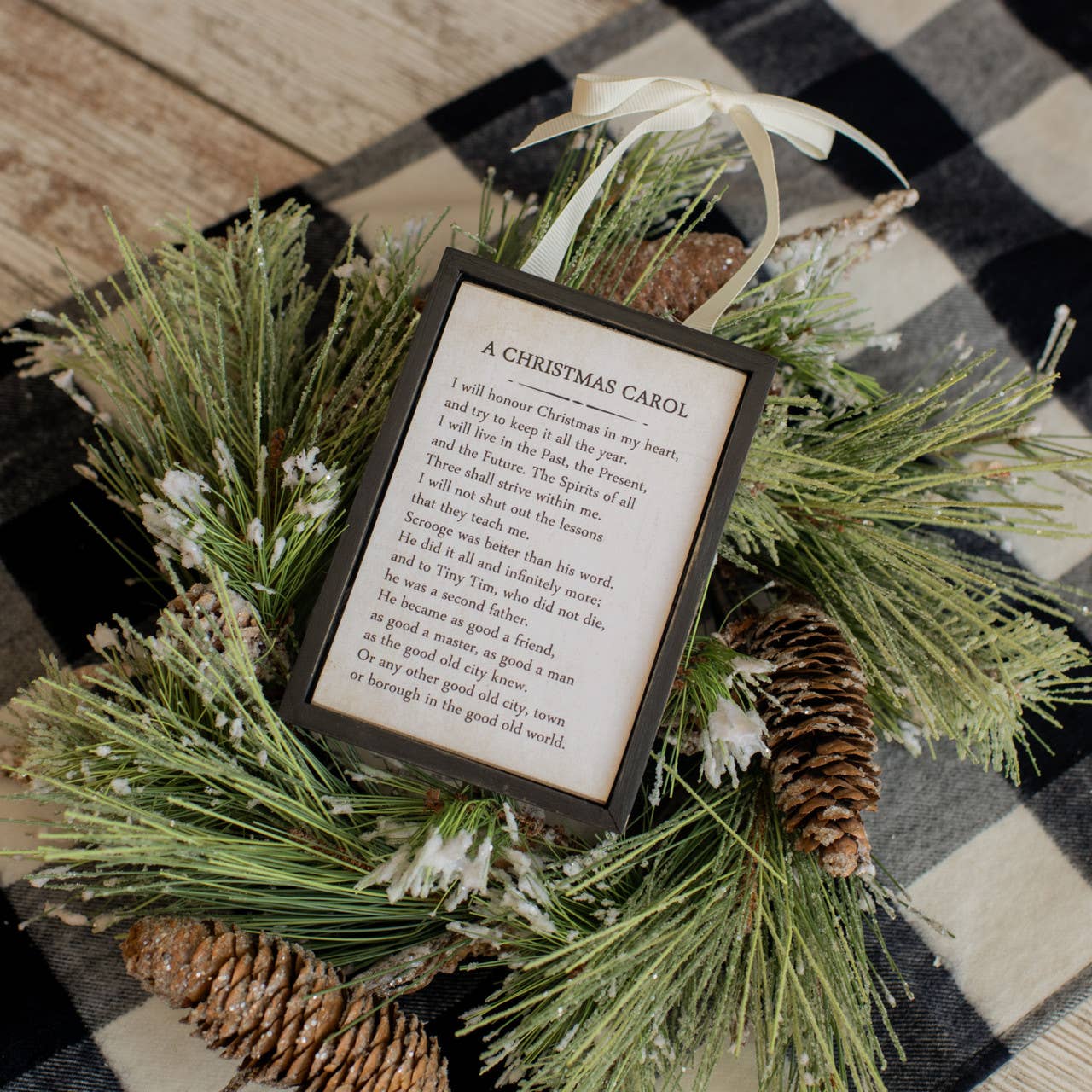 Ragon House Christmas Vintage Look 3.75" A Christmas Carol Sign Ornament - The Primitive Pineapple Collection