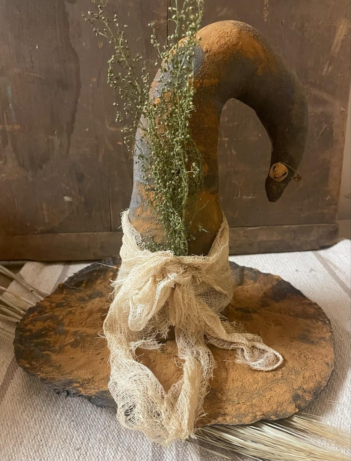 Ragon House Mache 8" Beige Big Mouth Pumpkin Jack O Lantern Halloween - The Primitive Pineapple Collection