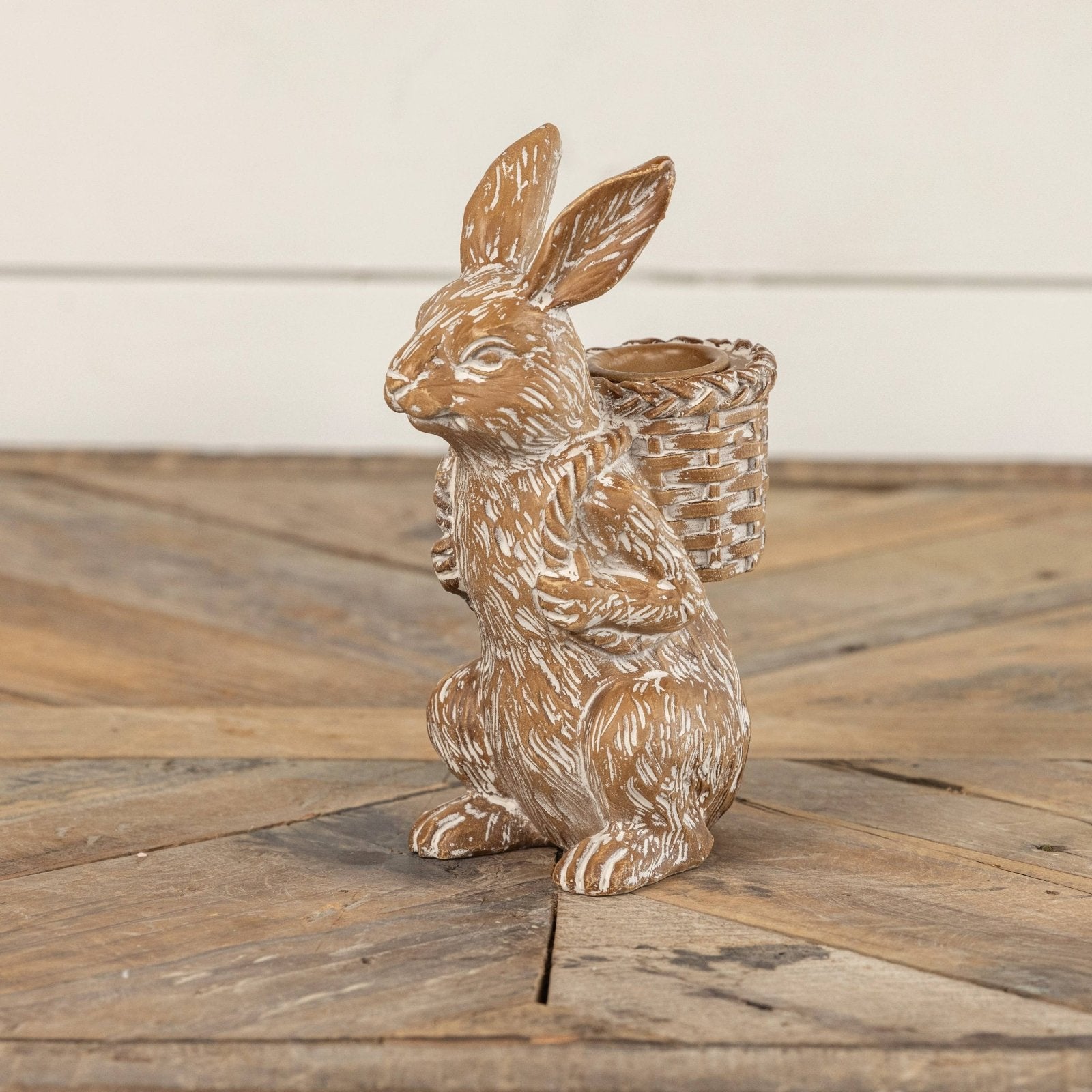 Primitive Ragon House Spring 5.75" Bunny Taper Candle Holder - The Primitive Pineapple Collection