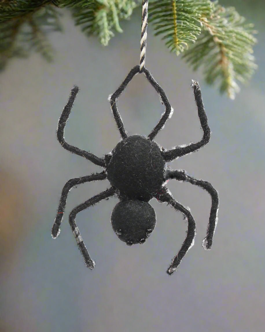 Primitive Handcrafted Halloween Wool Spider Ornament - The Primitive Pineapple Collection