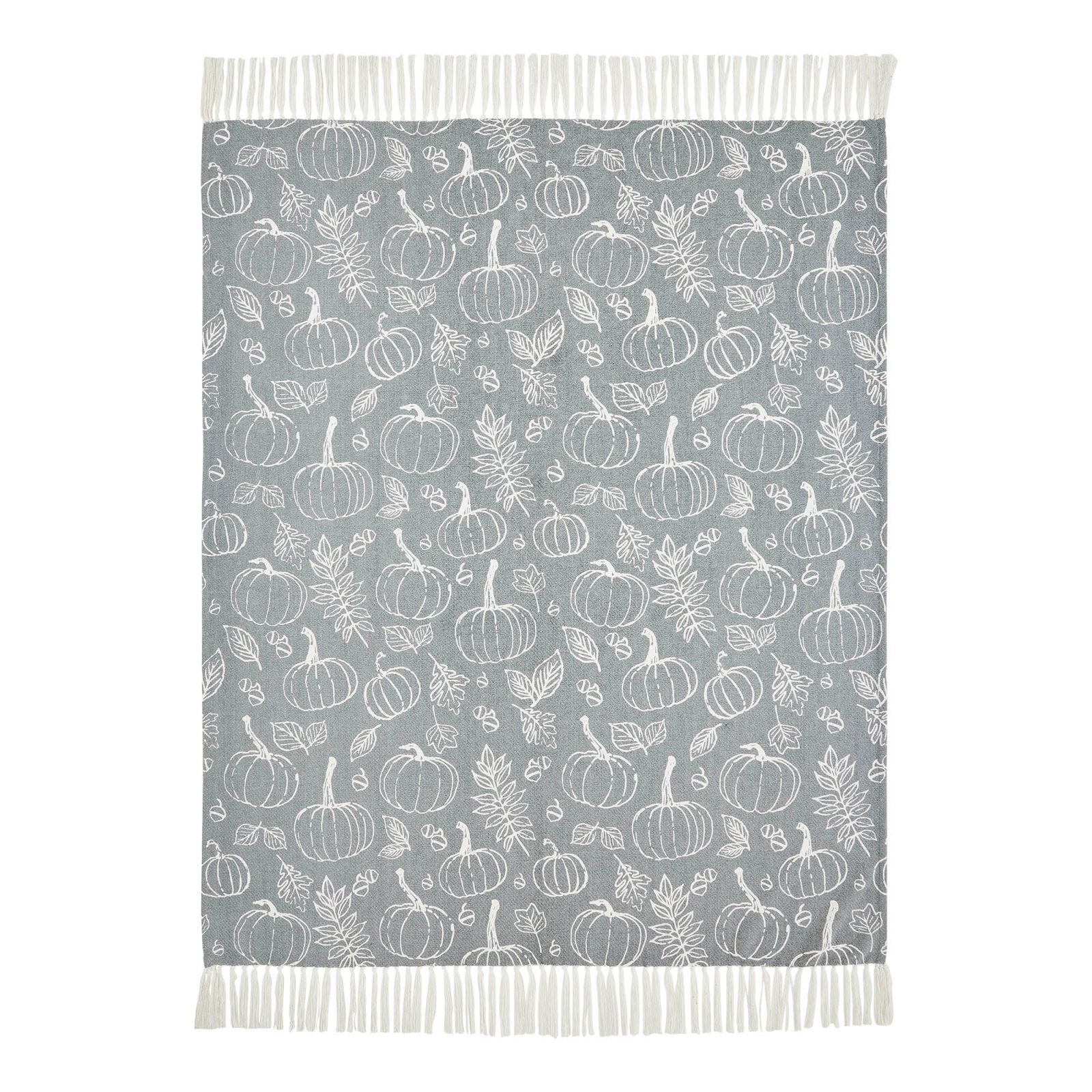 Primitive Fall Halloween Silhouette Pumpkin Grey Throw 50"x60" - The Primitive Pineapple Collection