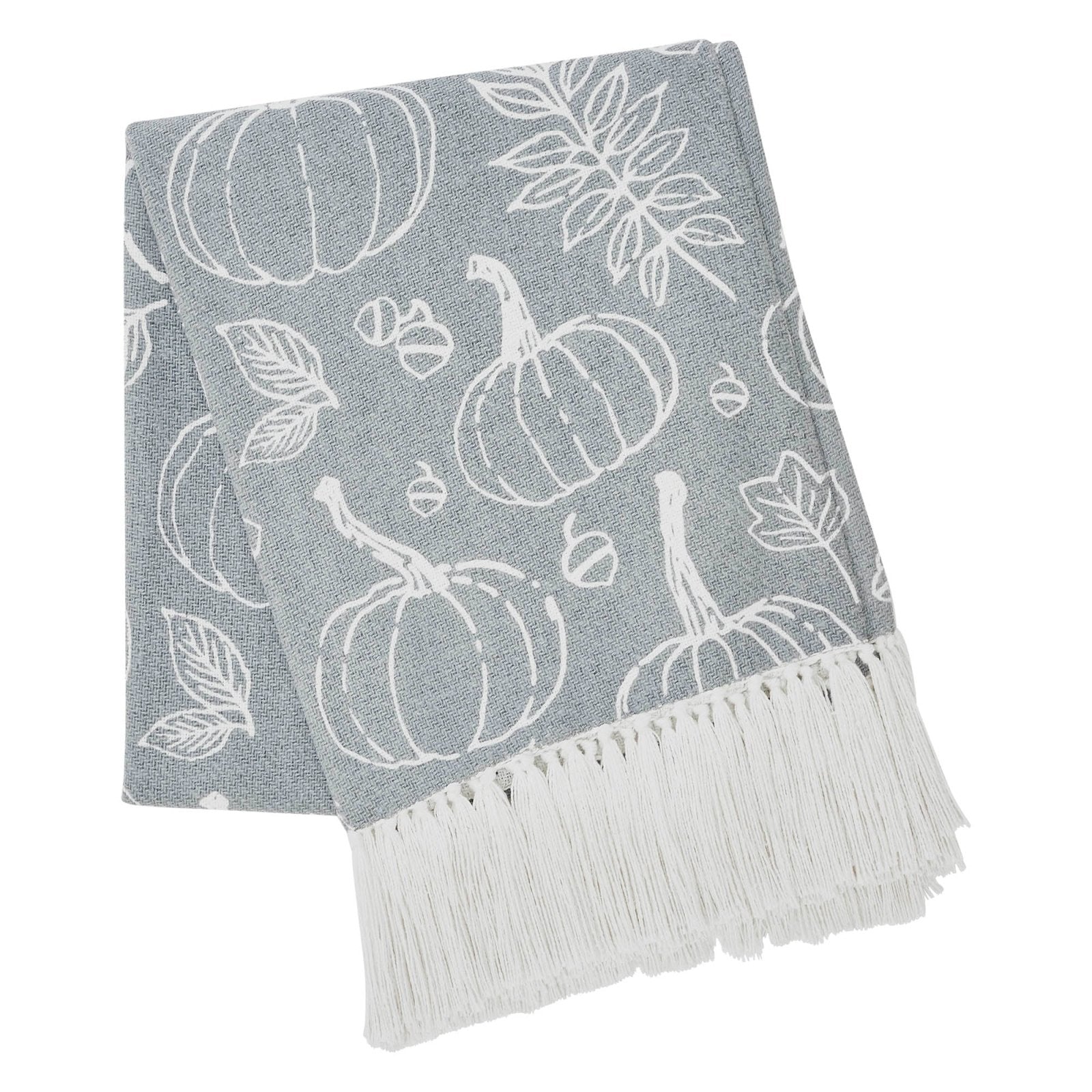 Primitive Fall Halloween Silhouette Pumpkin Grey Throw 50"x60" - The Primitive Pineapple Collection