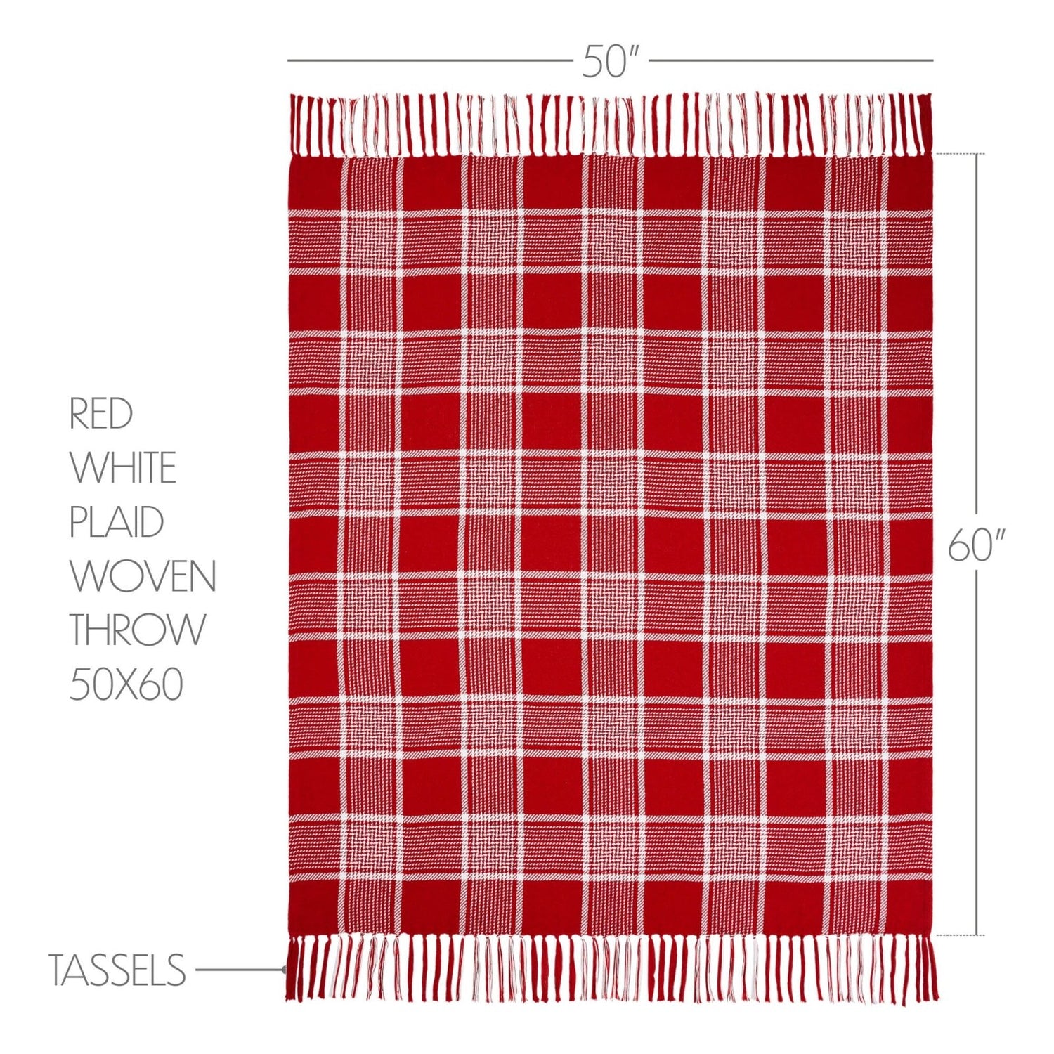 Primitive Christmas Eston Red White Plaid Woven Throw 50x60 - The Primitive Pineapple Collection