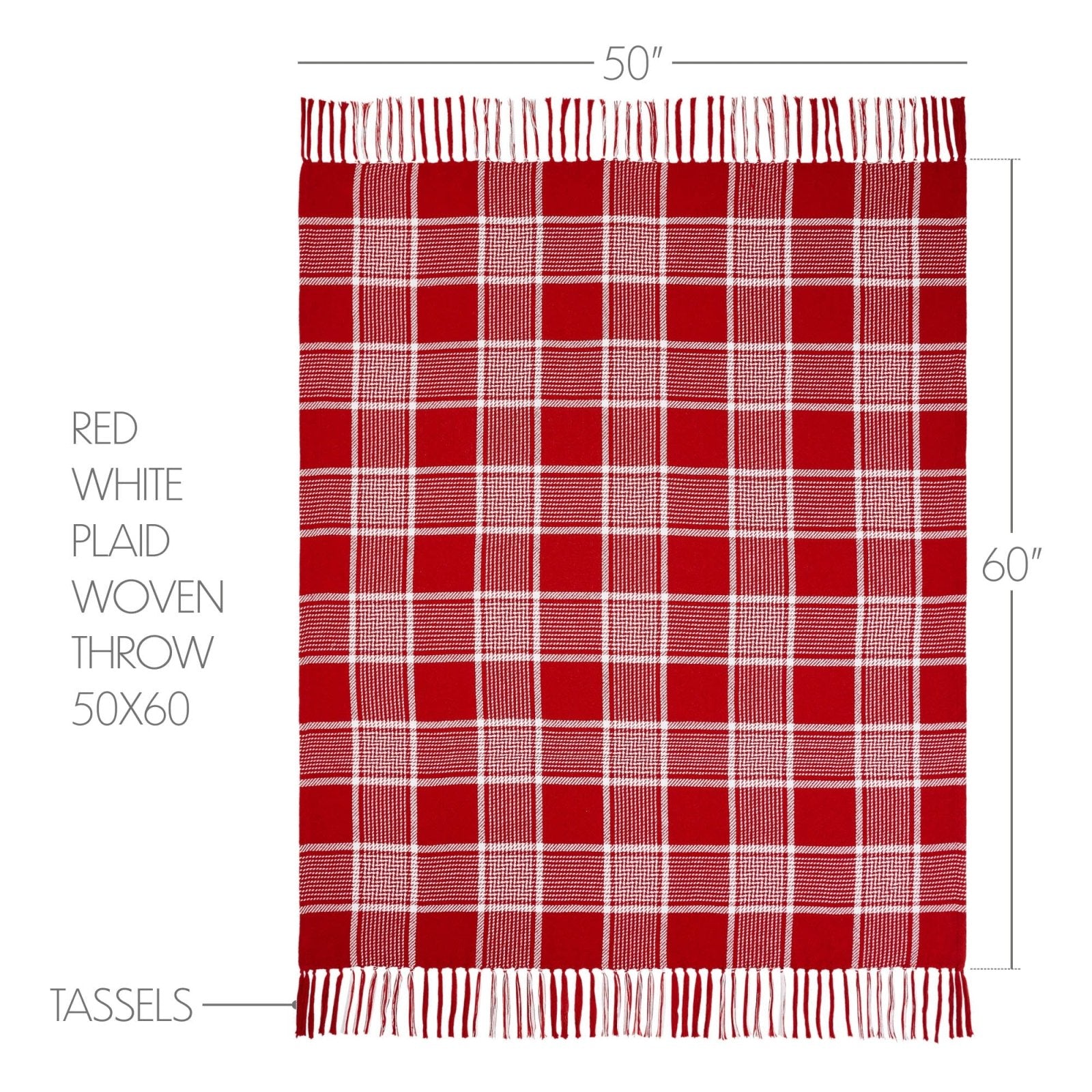 Primitive Christmas Eston Red White Plaid Woven Throw 50x60 - The Primitive Pineapple Collection