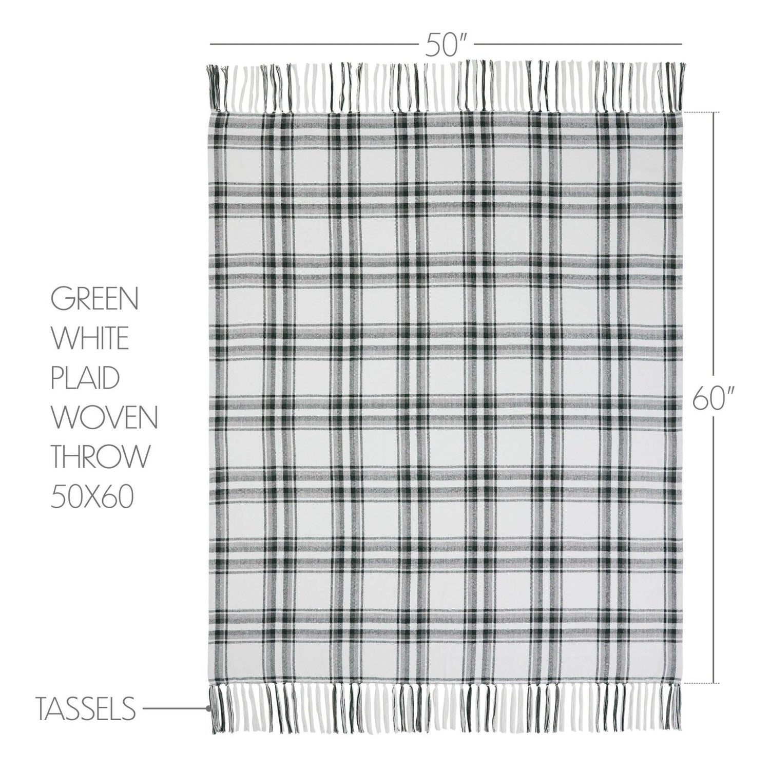 Primitive Christmas Harper Plaid Green White Woven Throw 50x60 - The Primitive Pineapple Collection