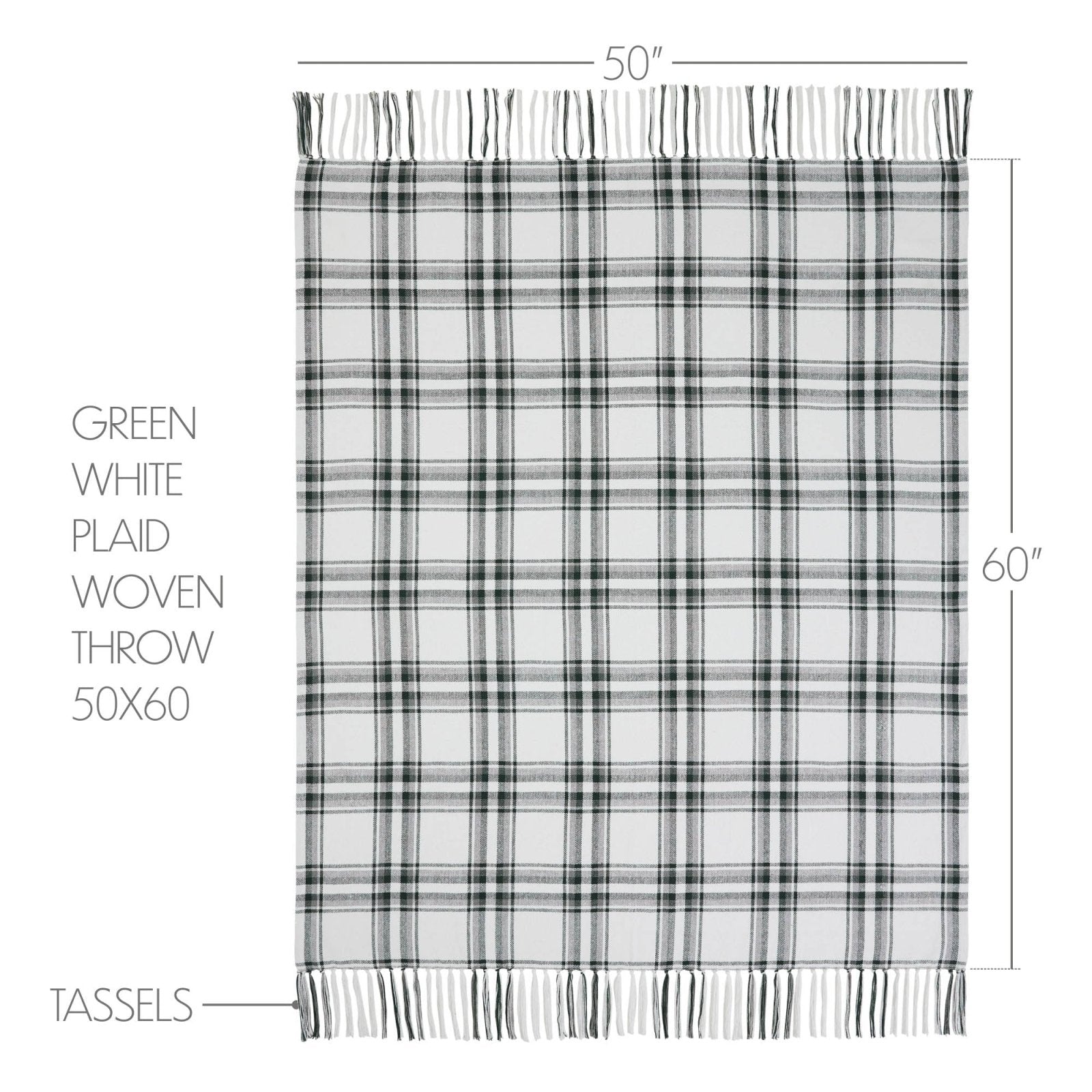 Primitive Christmas Harper Plaid Green White Woven Throw 50x60 - The Primitive Pineapple Collection