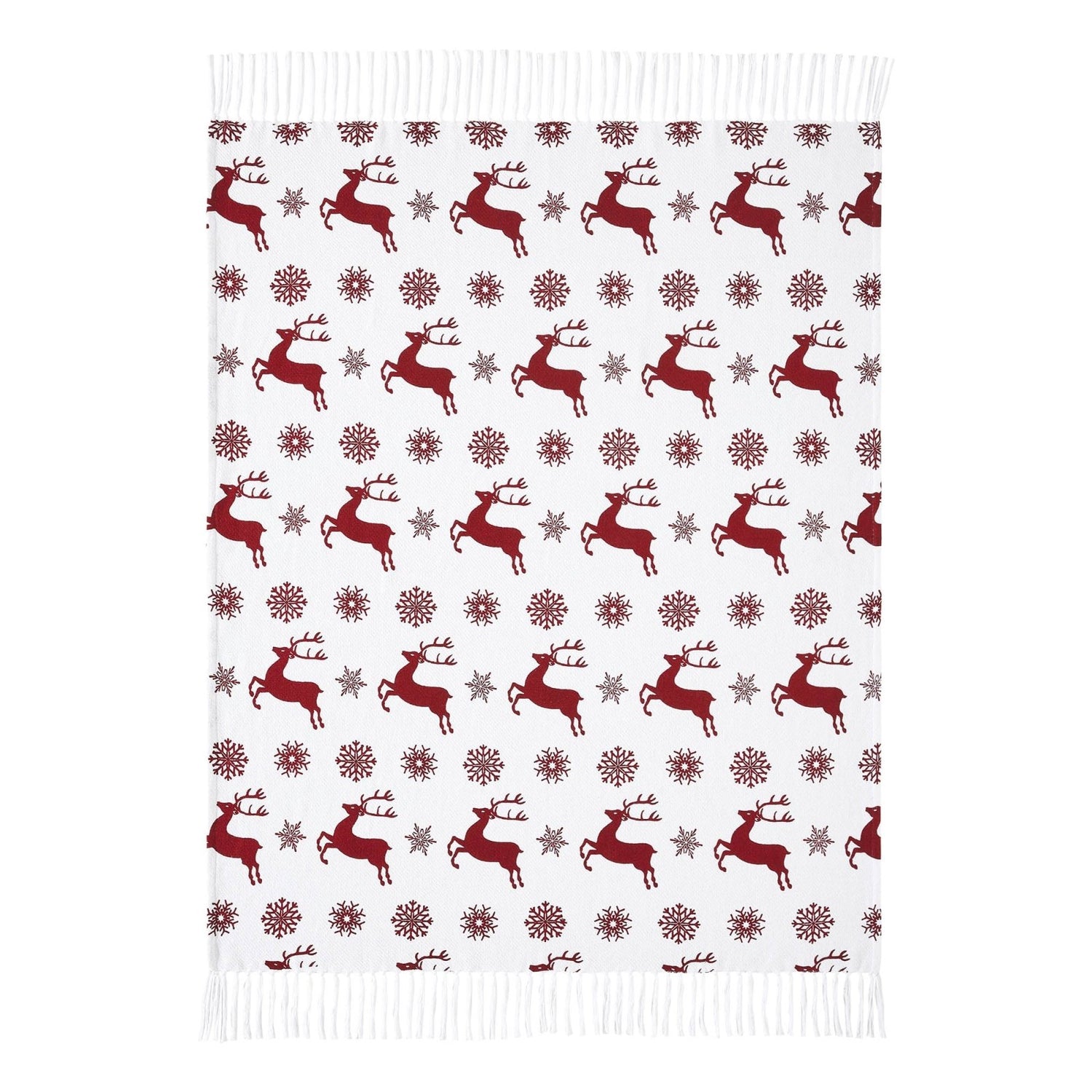 Primitive Christmas Scandia Snowflake Red White Woven Throw 50x60 - The Primitive Pineapple Collection