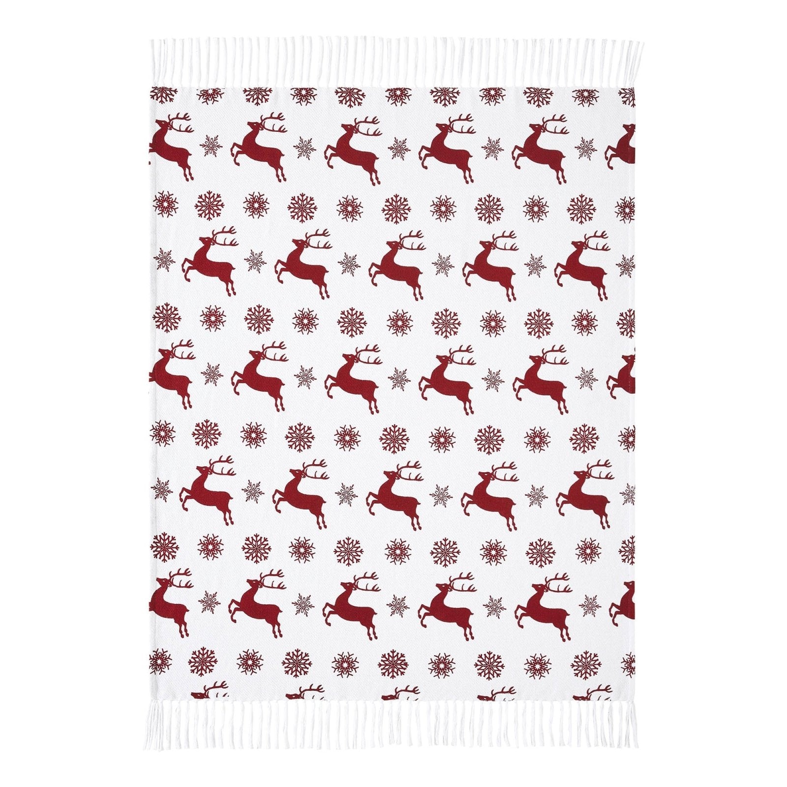 Primitive Christmas Scandia Snowflake Red White Woven Throw 50x60 - The Primitive Pineapple Collection