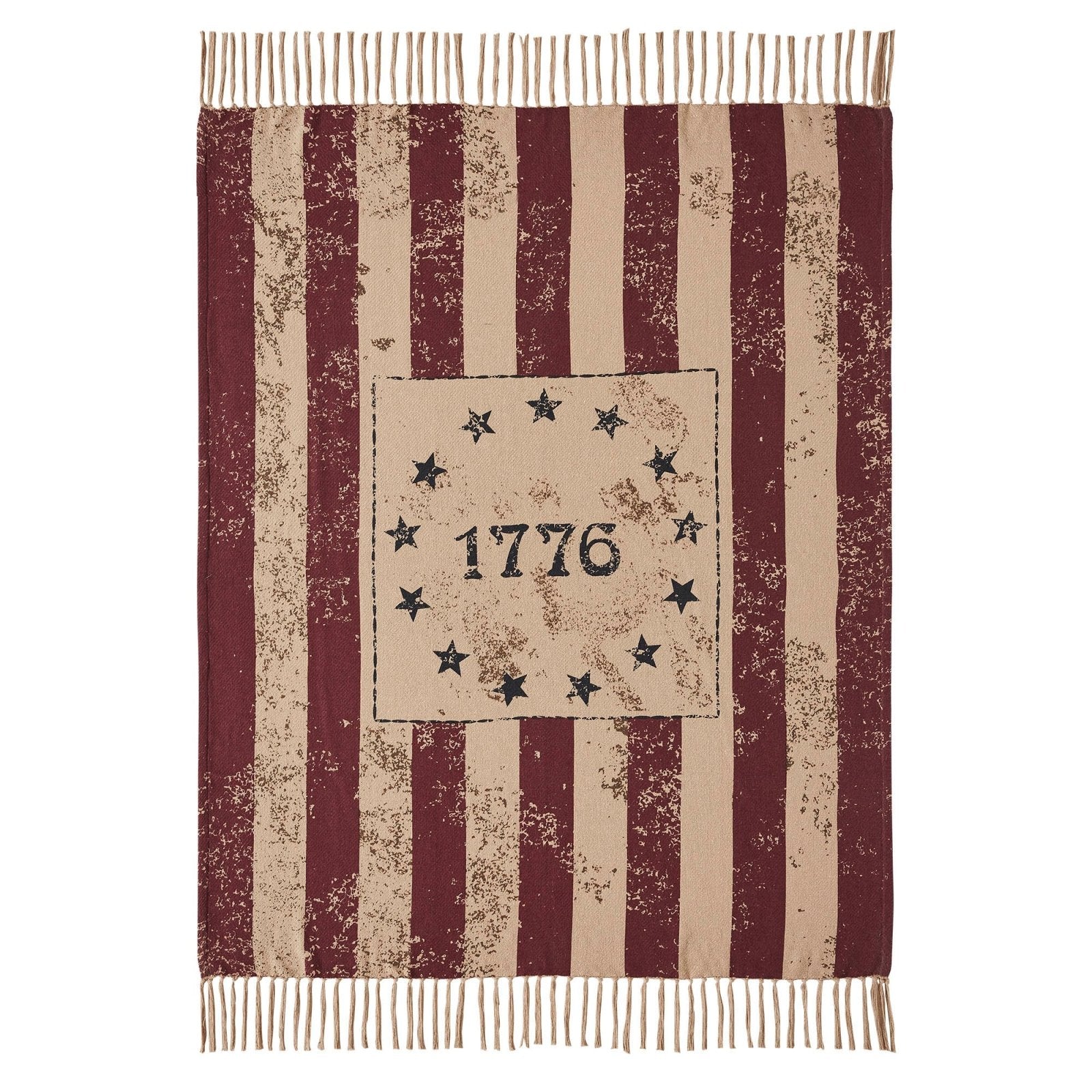 Primitive Farmhouse Patriotic My Country 1776 Woven Throw 50x60 - The Primitive Pineapple Collection