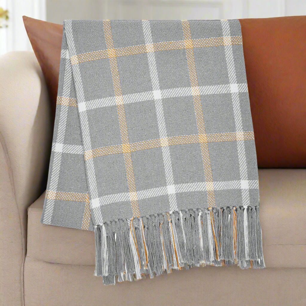 Primitive Fall Halloween Harvest Blessings Woven Plaid Throw 50x60 - The Primitive Pineapple Collection