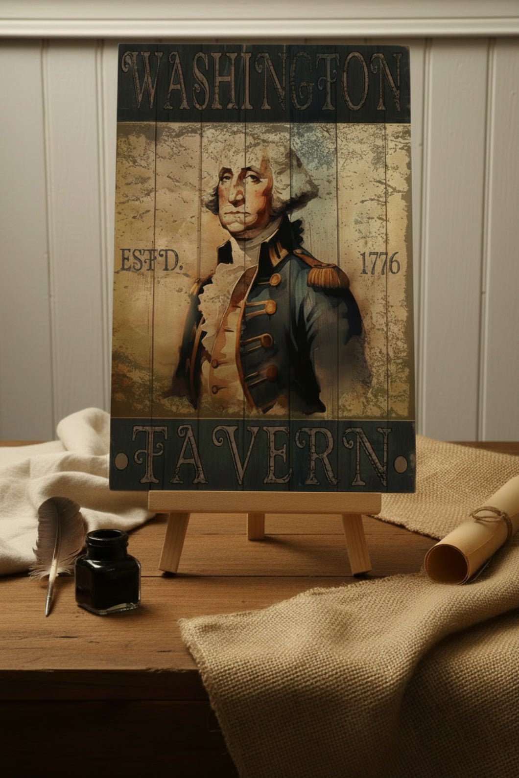 Primitive George Washington Tavern - 8x12 Metal Sign - The Primitive Pineapple Collection