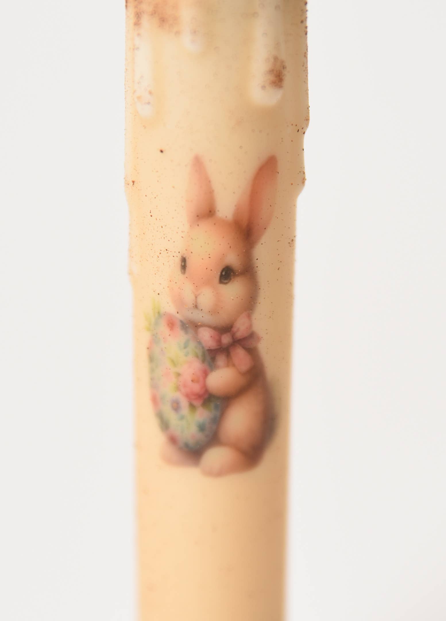 Primitive Handcrafted Spring Summer Bunny with Egg LED Taper Candle - The Primitive Pineapple Collection
