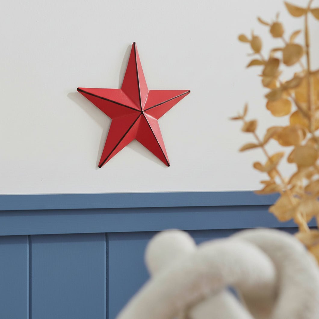 Primitive Barn Red Metal Star - 4"x4" Distressed Farmhouse Wall Decor - The Primitive Pineapple Collection