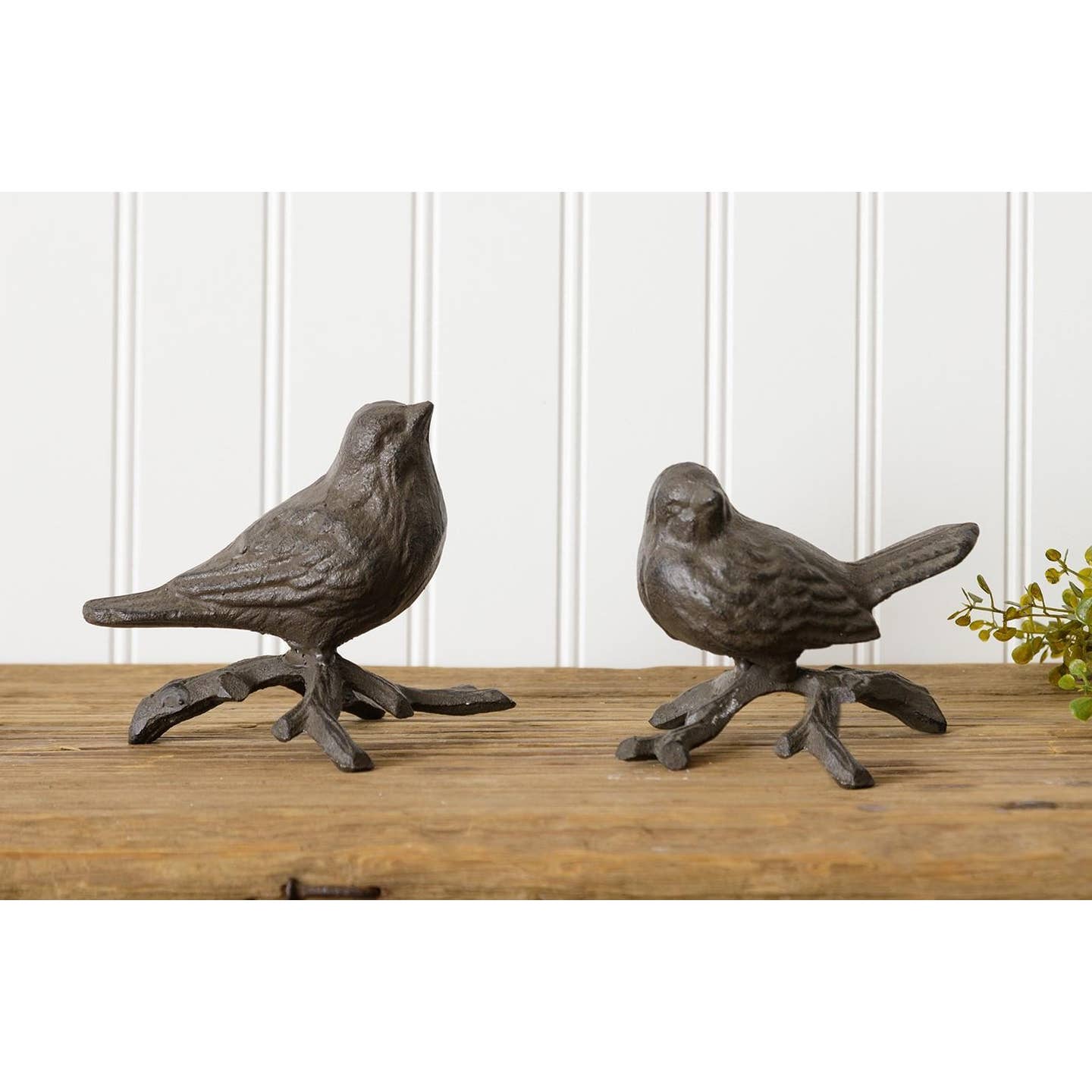 Primitive Farmhouse Vintage Look 2 pc Wrought Iron Birds On Branches - The Primitive Pineapple Collection