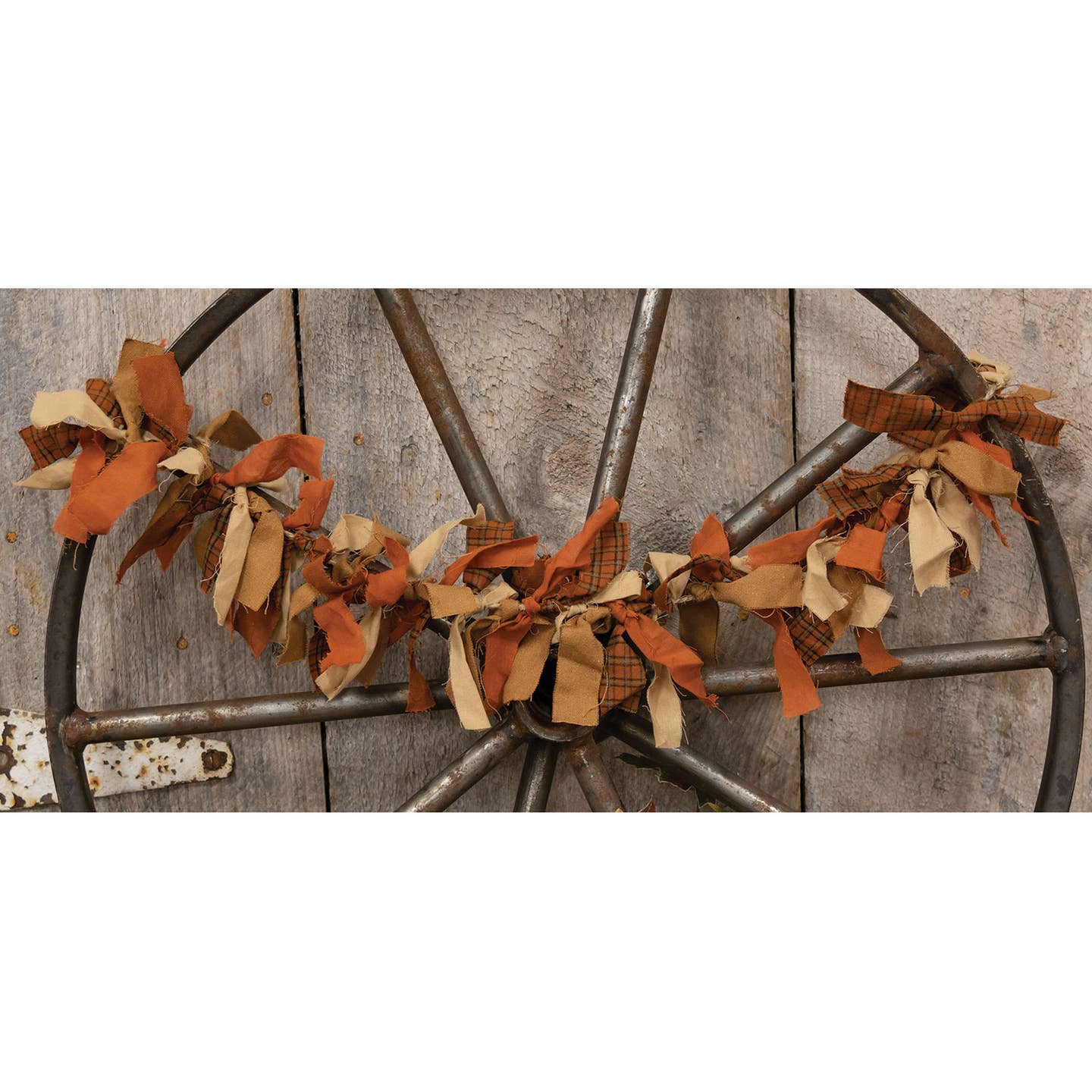 Primitive Halloween Fall Colors Rag Garland 34" - The Primitive Pineapple Collection