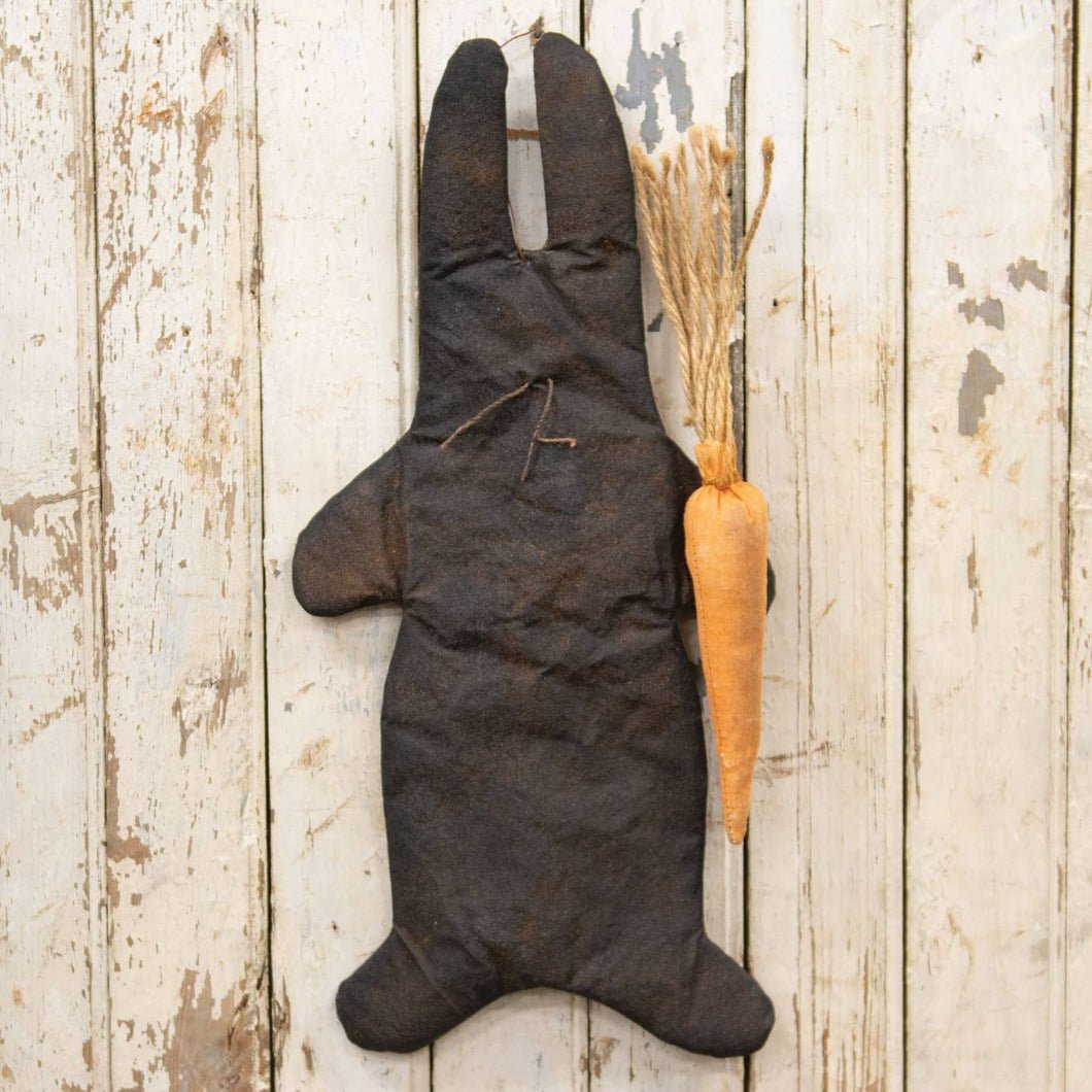 Primitive Easter Spring Flat Bunny with Carrot Hanger 15.75" - The Primitive Pineapple Collection