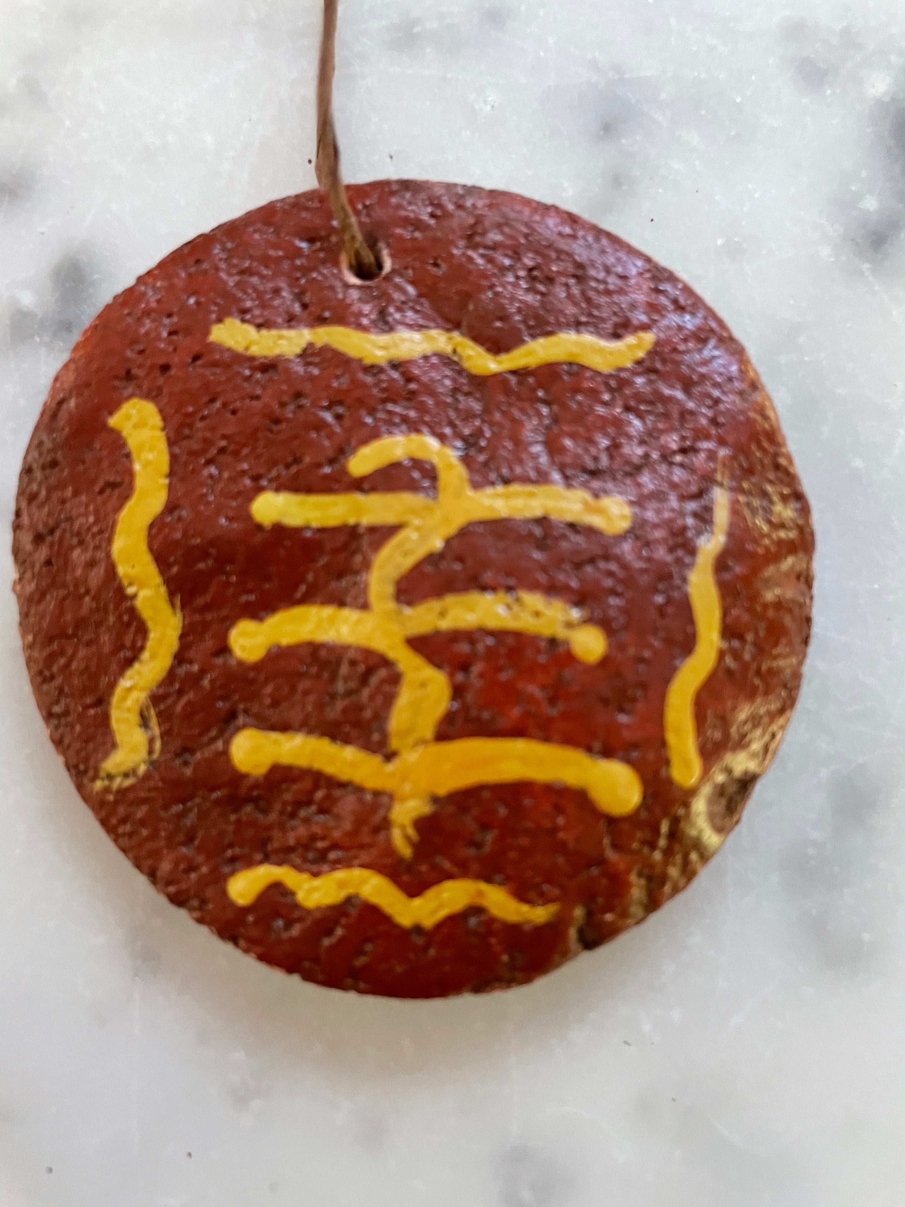 Primitive Christmas Handmade Dough 3" Redware Style Painted Ornaments