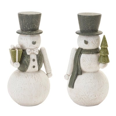 Primitive Christmas Rustic 2 pc Snowman Nutcracker 10" Tree and Present - The Primitive Pineapple Collection