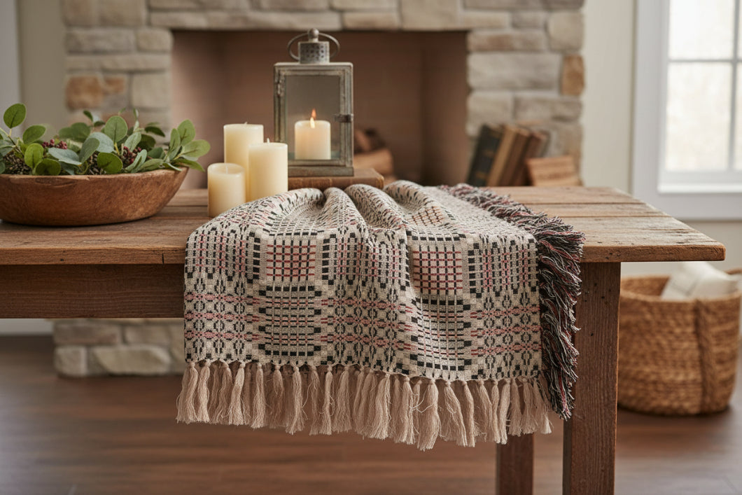 Primitive Farmhouse Trenton Jacquard Afghan 50" x 60" - The Primitive Pineapple Collection
