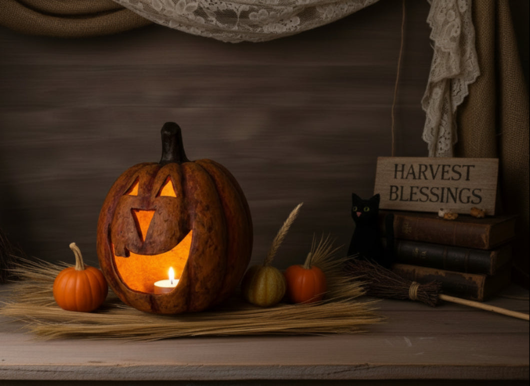 Halloween Fall Ragon House Collectable 11” Orange Big Mouth Pumpkin Luminary - The Primitive Pineapple Collection