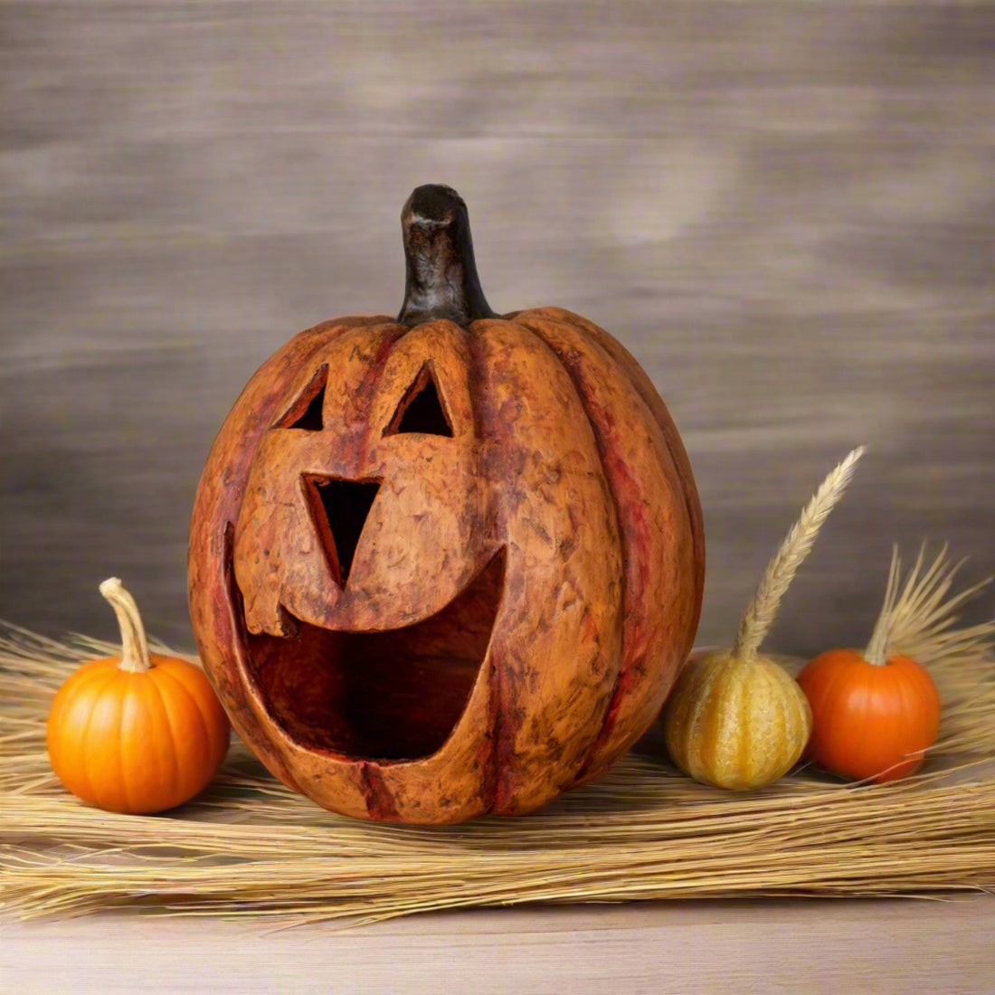 Halloween Fall Ragon House Collectable 11” Orange Big Mouth Pumpkin Luminary