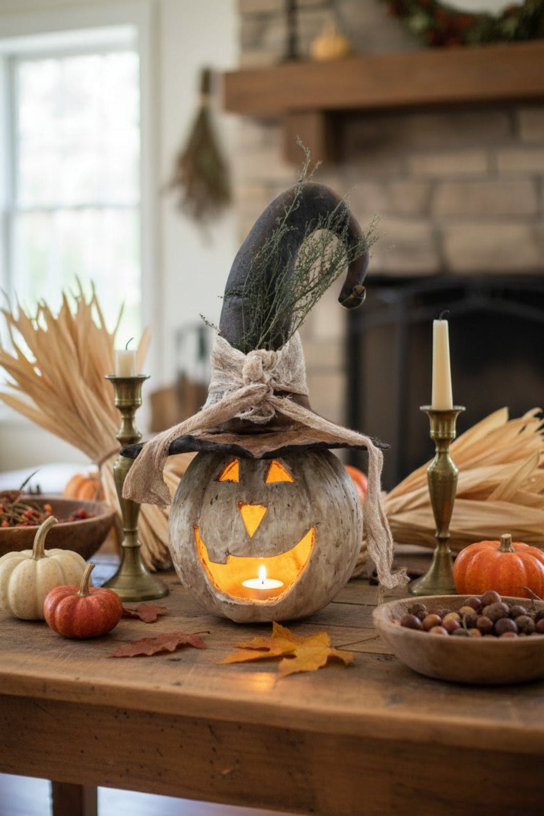 Ragon House Life Size 8 Inch White Big Mouth Pumpkin Jack O Lantern Halloween - The Primitive Pineapple Collection