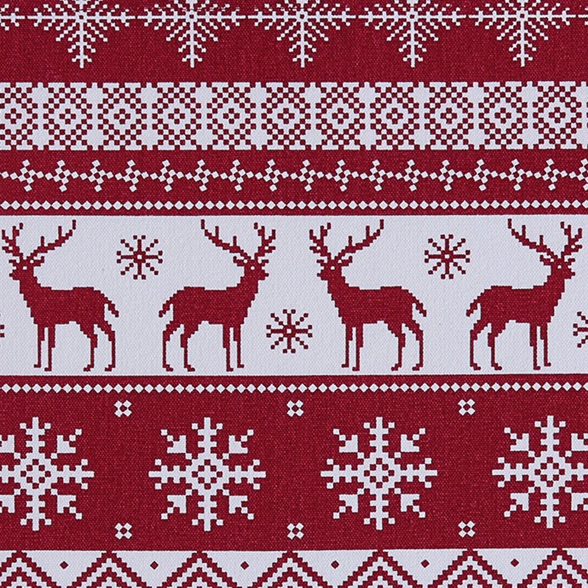 Primitive Christmas Home Holiday Fairisle Red White Reindeer Table Runner 54" L - The Primitive Pineapple Collection