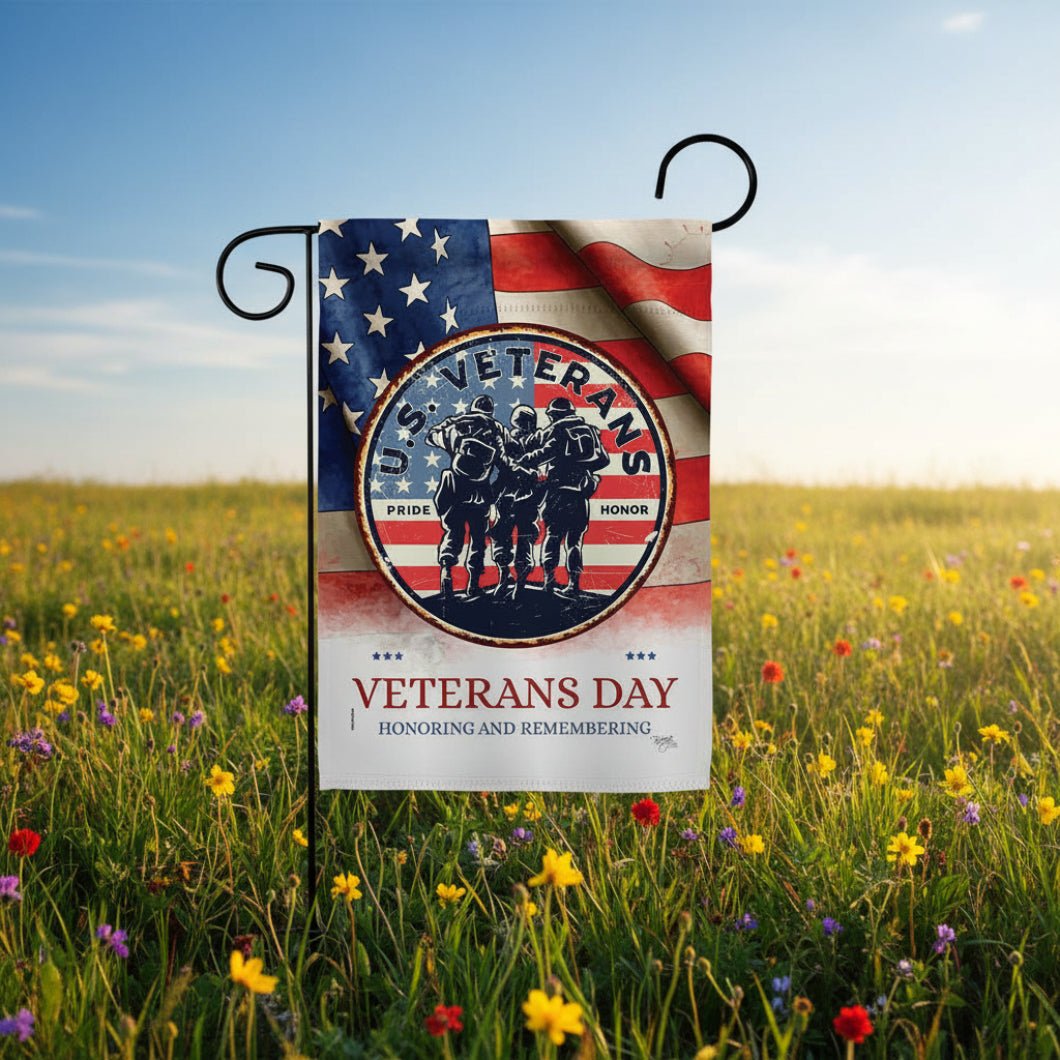 Farmhouse Patriotic USA Veterans Armed Forces Veteran Decor Garden Flag - The Primitive Pineapple Collection