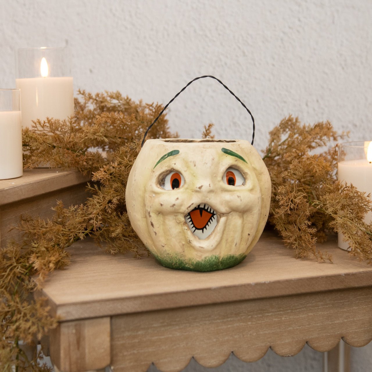 Primitive Halloween Fall Ragon House 5" White Jack O Lantern Choir Boy Bucket - The Primitive Pineapple Collection
