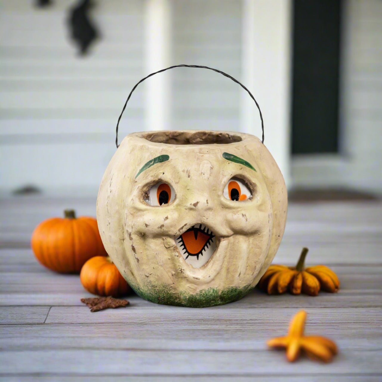 Primitive Halloween Fall Ragon House 5" White Jack O Lantern Choir Boy Bucket - The Primitive Pineapple Collection