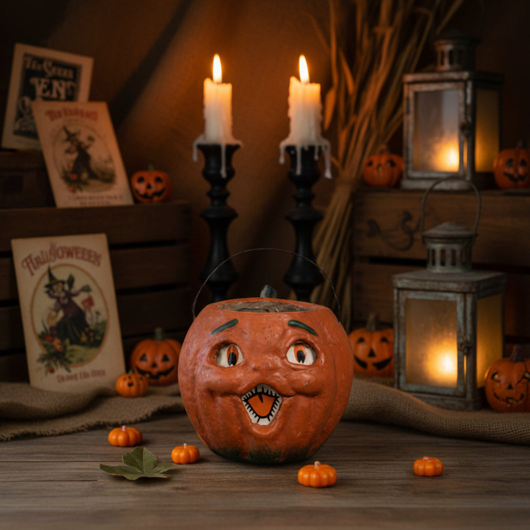 Primitive Halloween Fall Ragon House 5" Orange Jack O Lantern Choir Boy Bucket - The Primitive Pineapple Collection