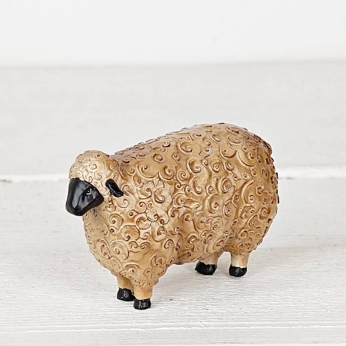 Primitive Country Vintage Look 5" Resin Sheep Figurine - The Primitive Pineapple Collection