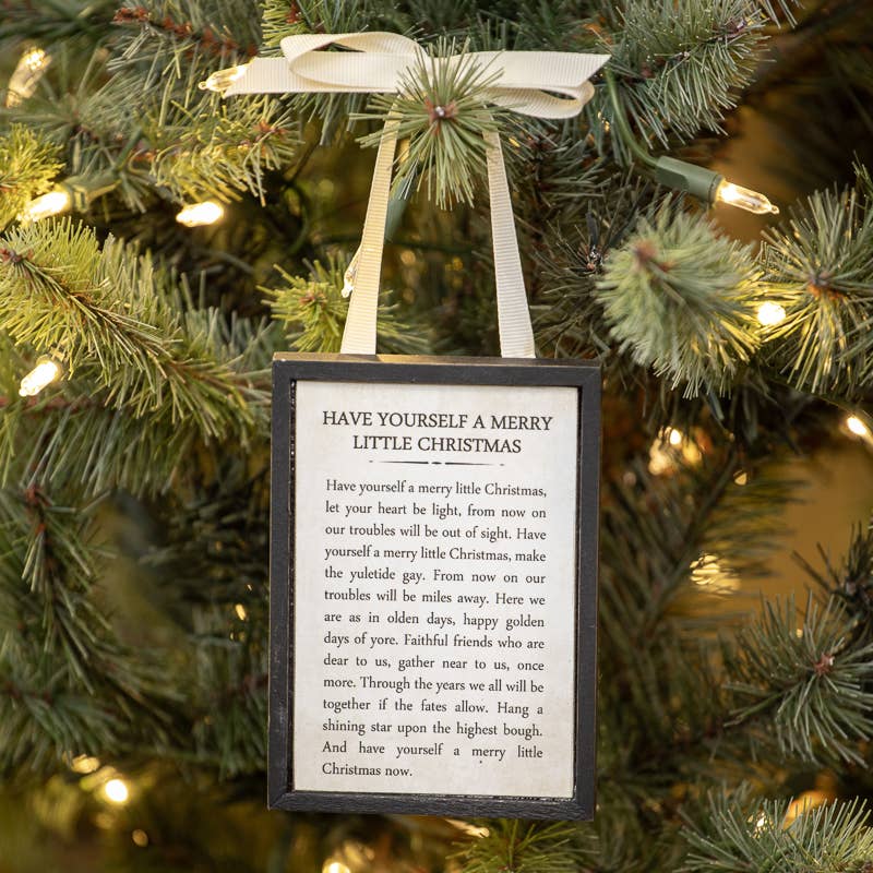Ragon House Christmas Vintage Look 3.75" Merry Little Christmas Sign Ornament - The Primitive Pineapple Collection