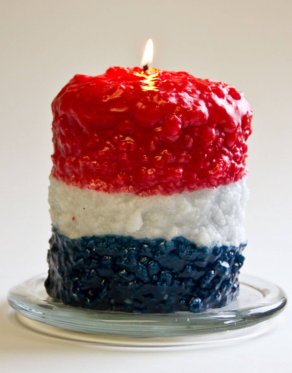 Primitive Handcrafted Patriotic Red/White/Blue Peace Hearth Candle - The Primitive Pineapple Collection