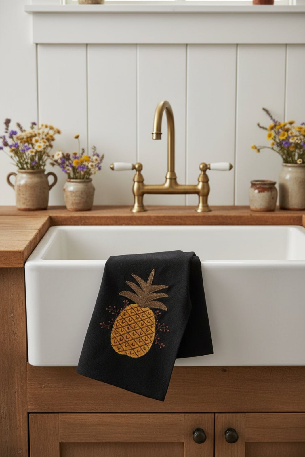 Primitive Welcome Pineapple w/ Bittersweet Berries Towel - The Primitive Pineapple Collection