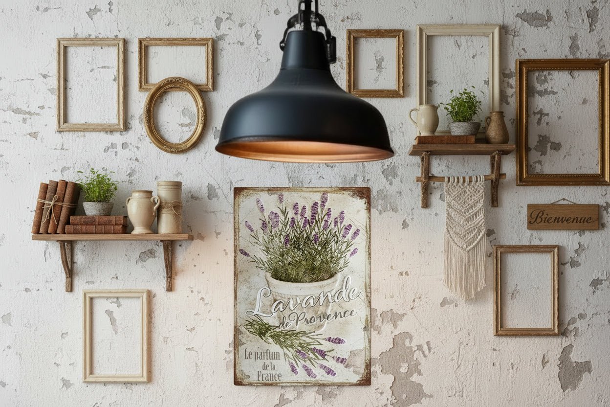 Lavender de Provence Floral French Metal Sign - Farmhouse Wall Decor - 8x12 - The Primitive Pineapple Collection